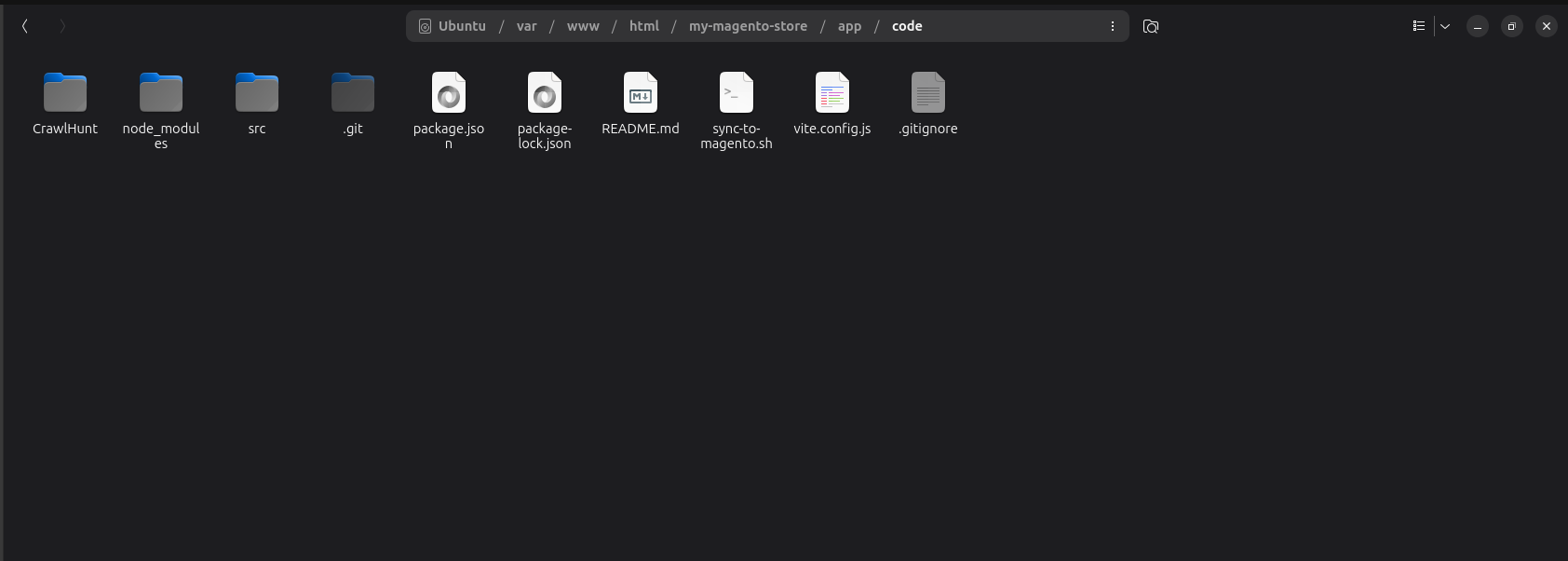 SFTP client showing CrawlHunt/SeoAudit/ correctly placed under app/code/