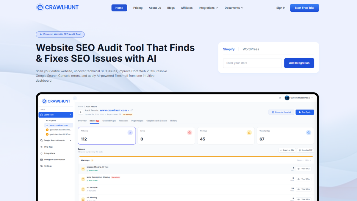 CrawlHunt Website SEO Audit Tool