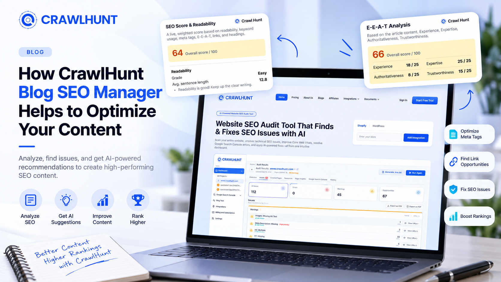 How CrawlHunt Blog SEO Manager Helps to Optimize Your Content