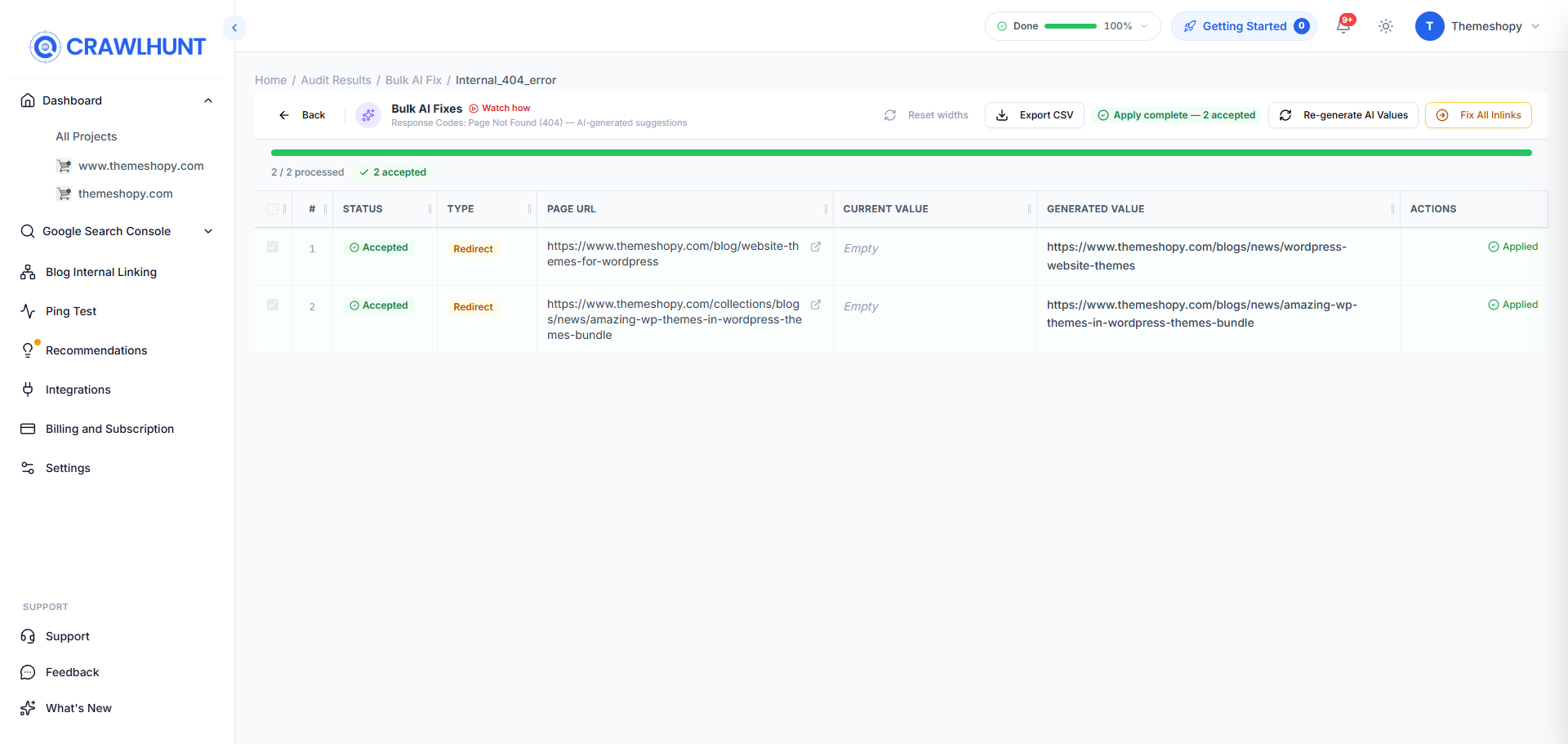 redirect-management 404 Errors, Broken Links and Redirects