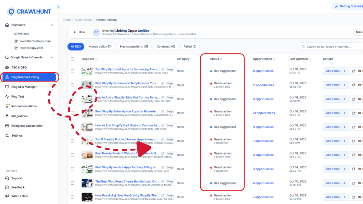 internal-linking-status Review the Scan Results and Internal Linking Status